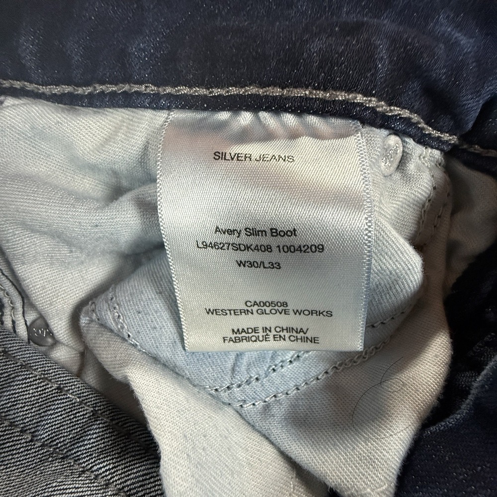 Silver Jeans Co Avery Slim Boot Women's 30x32 Jean Dark Wash Stretch Y2K Western - Picture 4 of 11